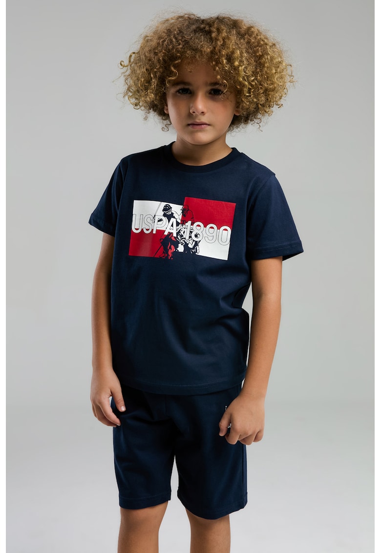 US Polo Assn Тениска и шорти от памук с лого – 2 части Намаления и отстъпки 2 Тениска и шорти от памук с лого - 2 части