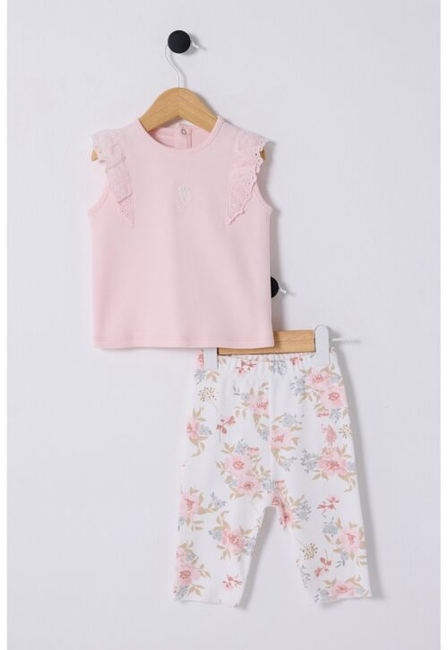 Памучен топ с лого и клин