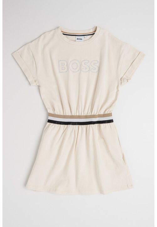 Рокля с памук с лого и еластична талия