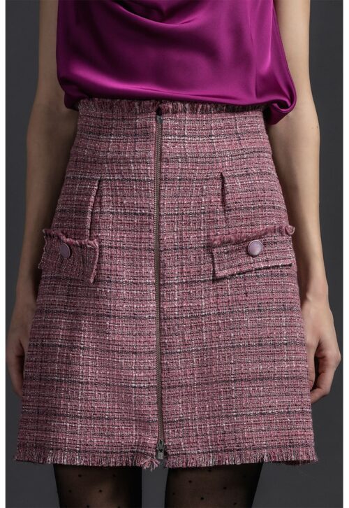 Пола от туид с цип в сив цвят