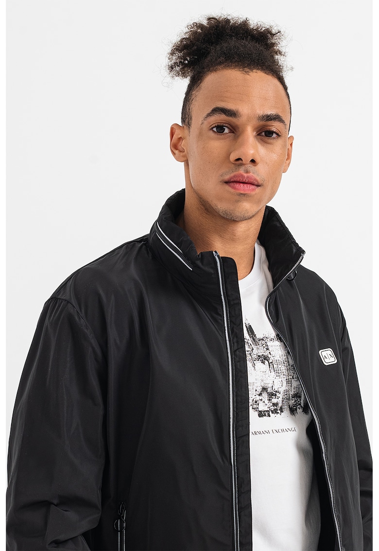 ARMANI EXCHANGE Олекотено ветроустойчиво яке – Черен Намаления и отстъпки 3 Олекотено ветроустойчиво черно яке с цип и джобове