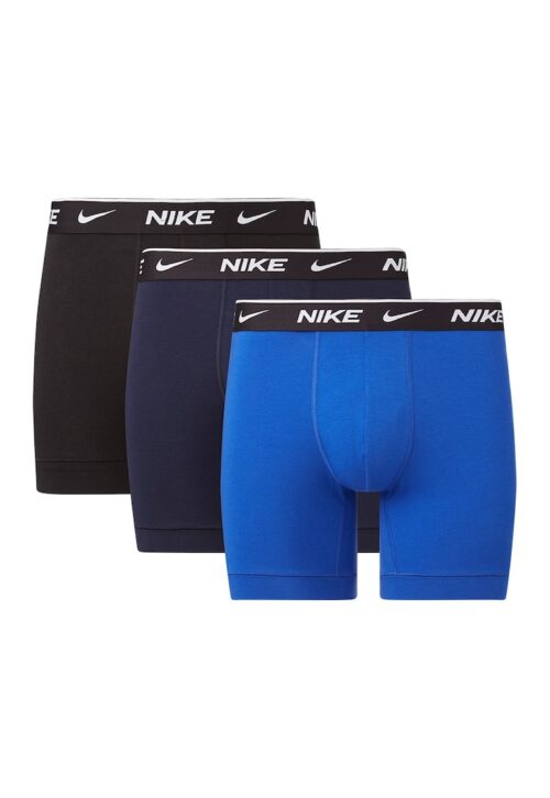 Комплект мъжки боксерки с лого в черен и тъмносин цвят, 3 чифта