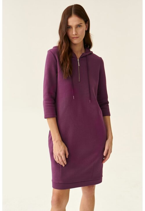 Рокля тип худи със свободна кройка в наситен виолетов цвят