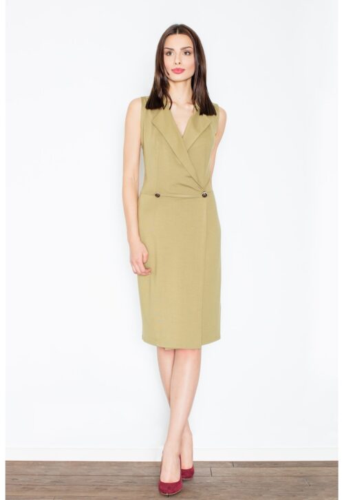 Елегантна рокля M443 зелена вискоза