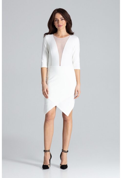 асиметрична рокля L012 екрю