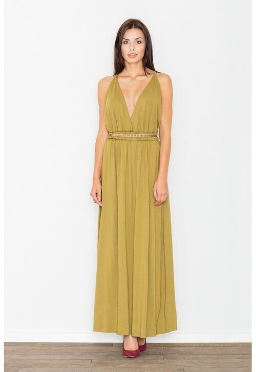 Зелена Макси рокля M483 от вискоза
