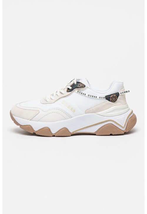 Скосени спортни обувки с лого бял и сив цвят