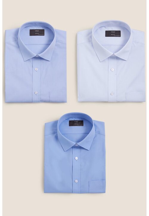 Комплект от 3 светлосини ризи с къси ръкави и джоб на гърдите