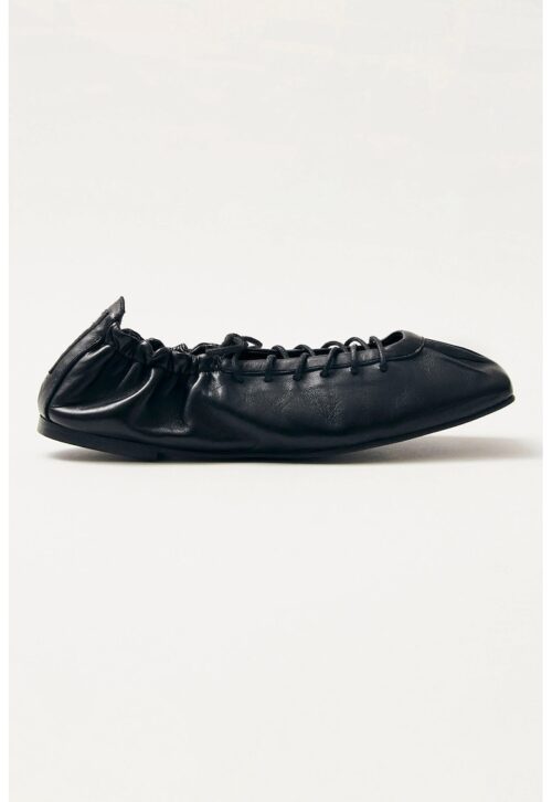 Кожени пантофки с квадратен връх в черен цвят от естествена кожа