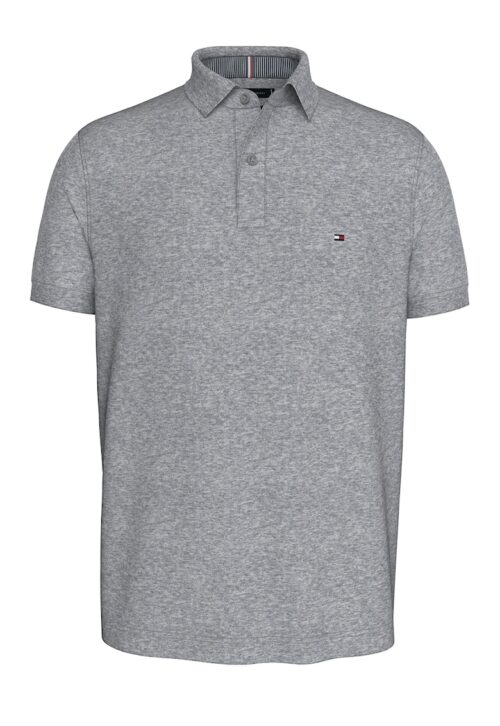 Тениска от органичен памук с яка в пепеляво сиво с къс ръкав