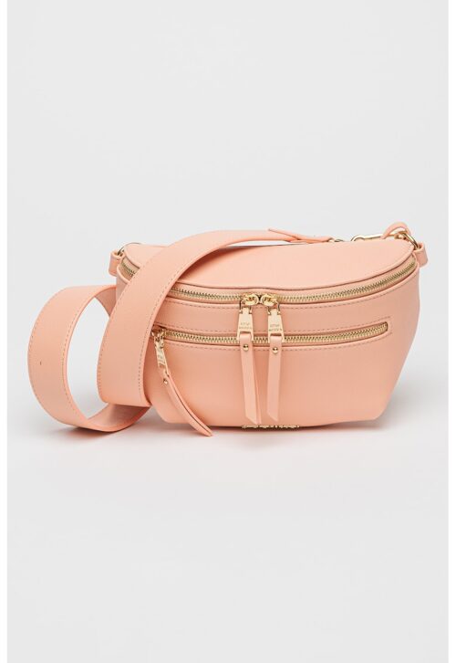 Чанта Clarke през рамо от еко кожа в розова сьомга с регулируема презрамка и златисти детайли