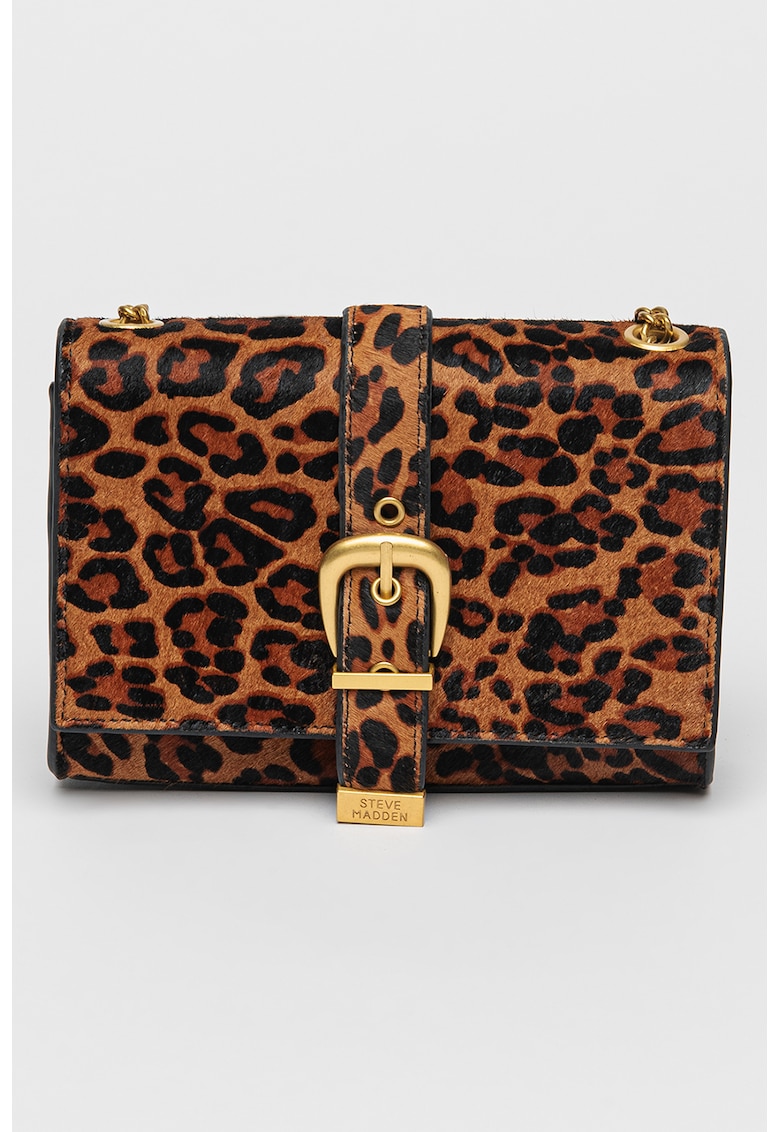 Steve Madden Чанта през рамо Zeta от кожа с косъм – Черен/Кафяв Намаления и отстъпки 3 чанта през рамо Zeta от кожа с косъм в черно и кафяво