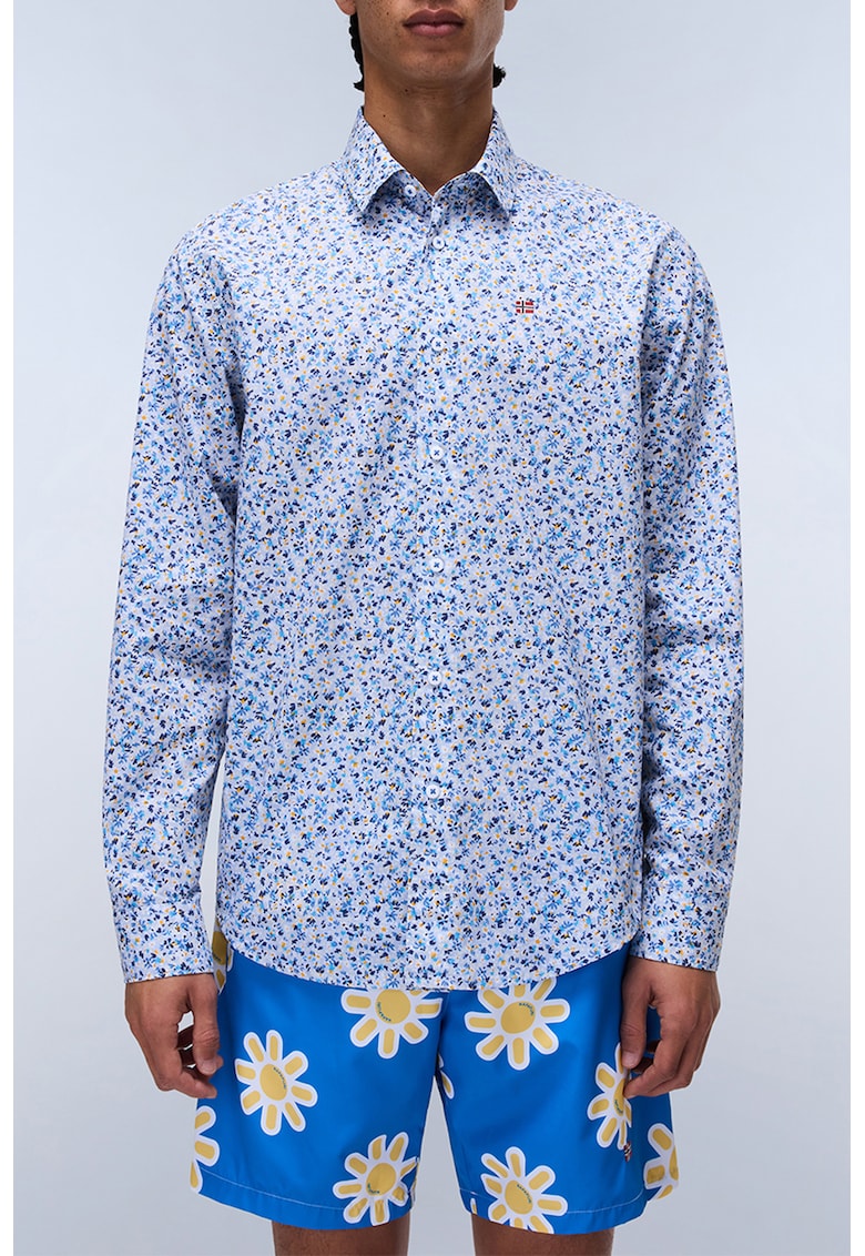 Napapijri Флорална риза – Бял/Син Намаления и отстъпки 3 флорална риза бял и син цвят с памучен материал