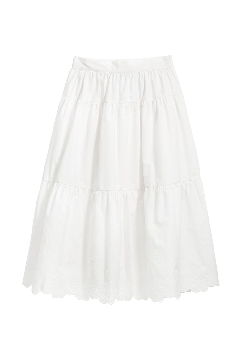 DESIGUAL Разкроена памучна миди пола – Мръснобял Намаления и отстъпки 3 Разкроена памучна миди пола в мръснобял цвят с средновисока талия