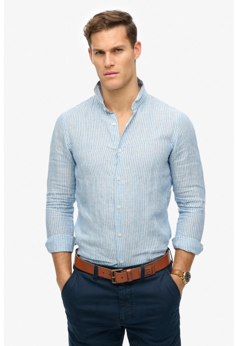 Superdry Co Риза от модал с остра яка – Бял/Пастелносин Намаления и отстъпки 3 Риза от модал с остра яка в бял и пастелносин цвят