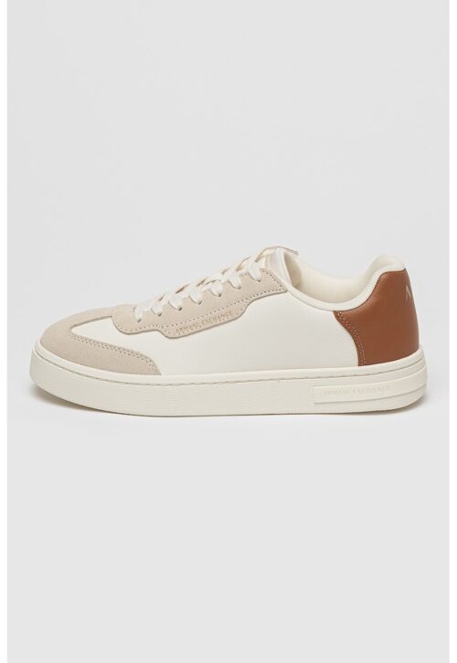 спортни обувки от еко кожа в слонова кост и кафяв цвят