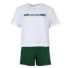 Къса пижама с лого бял и зелен цвят от памук и еластан