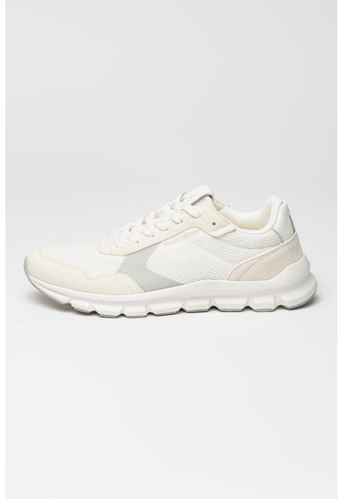 Спортни обувки с велур и кожа в бяло и светло сиво