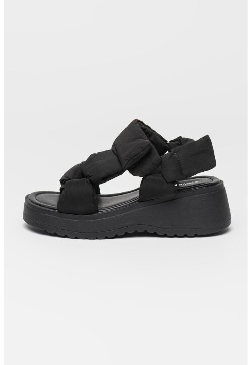 Черни скосени сандали Jbonkers от текстил с велкро и платформа