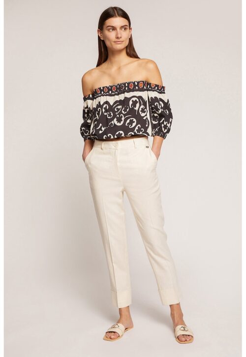 Бял панталон с лен и вискоза за ежедневен стил и комфорт