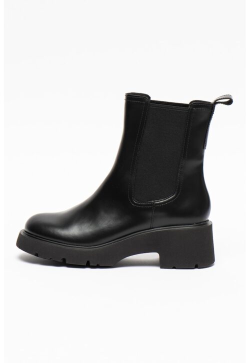 Черни кожени боти Milah 911 Chelsea с масивен ток и текстилен интериор