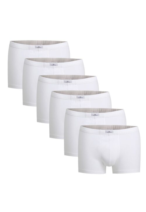 Комплект 6 чифта бели памучни боксерки Götzburg с еластан и средновисока талия