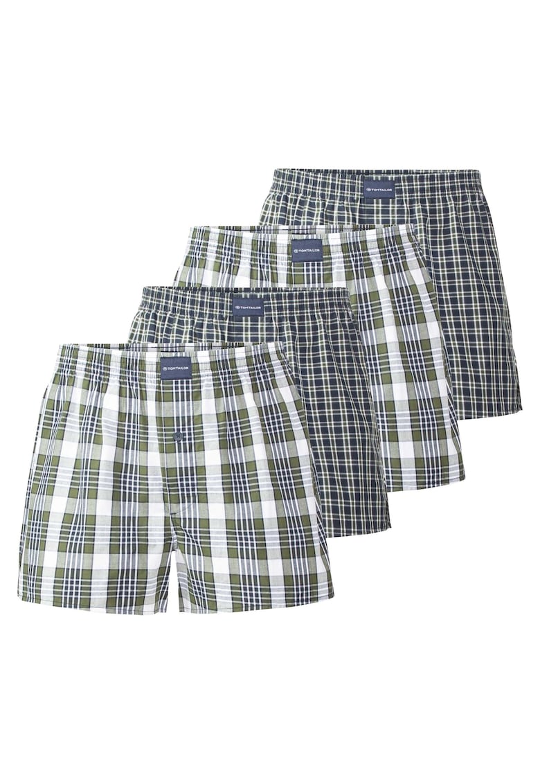 Tom Tailor Памучни боксерки с каре – 4 чифта – Бял/Зелен/Син Намаления и отстъпки 3 Памучни боксерки с каре в комплект от 4 чифта - бял, зелен и син