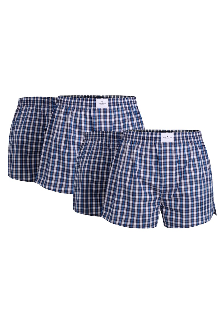 Tom Tailor Памучни боксерки – 4 чифта – Син Намаления и отстъпки 3 Памучни боксерки в син цвят с каре принт - комплект от 4 чифта