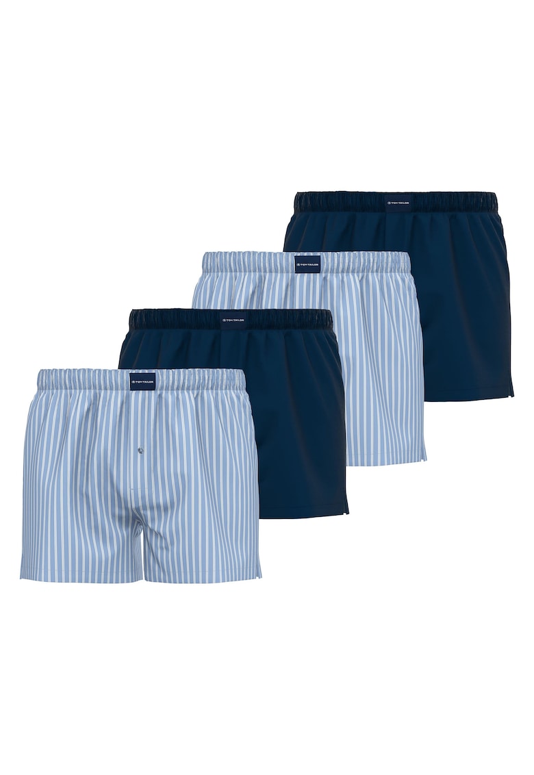 Tom Tailor Боксерки Web – 4 чифта – Бял/Тъмносин/Светлосин Намаления и отстъпки 3 Комплект мъжки боксерки Web в бял, тъмносин и светлосин цвят с принт райе