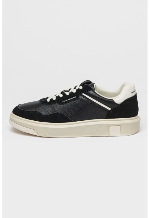 Маратонки с еко кожа и текстил в черен и мръснобял цвят