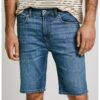 Pepe Jeans London Къси дънки със средновисока талия – Прашно синьо Намаления и отстъпки Сини дънкови бермуди с пет джоба и средновисока талия