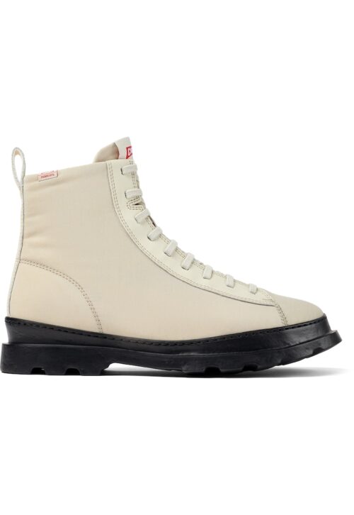 Боти Brutus 1649 с кожа в сив цвят с плоска подметка и връзки