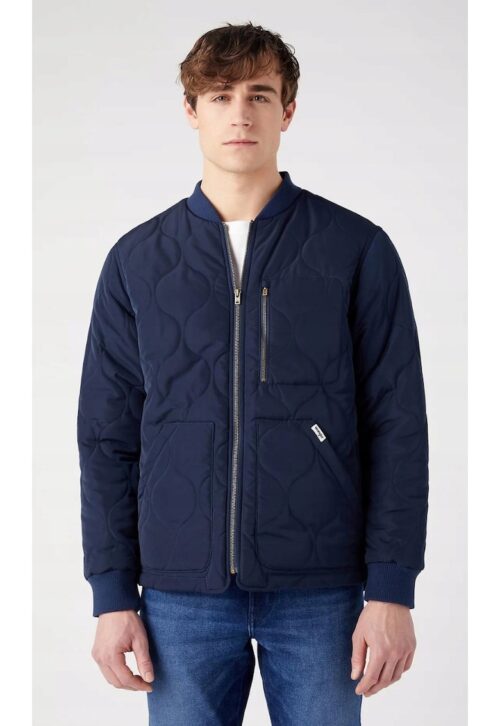 Мъжко яке тъмносиньо от полиестер с цип