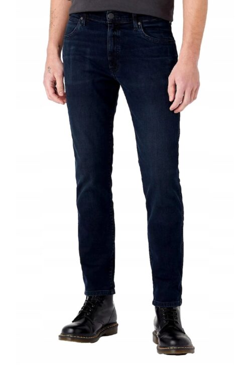 Мъжки сини дънки от памук и еластан с конусовидна кройка