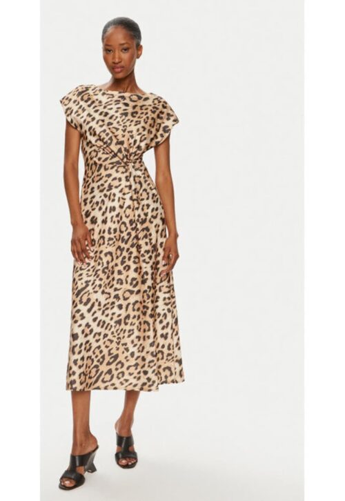 Дамска кафява рокля от полиестер модел 304413872