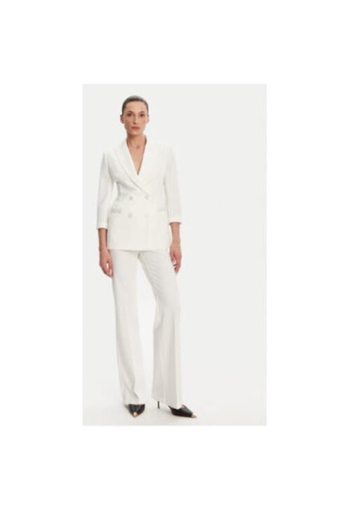 Дамски панталон палацо P3E9JAW в екрю цвят, изработен от синтетичен материал