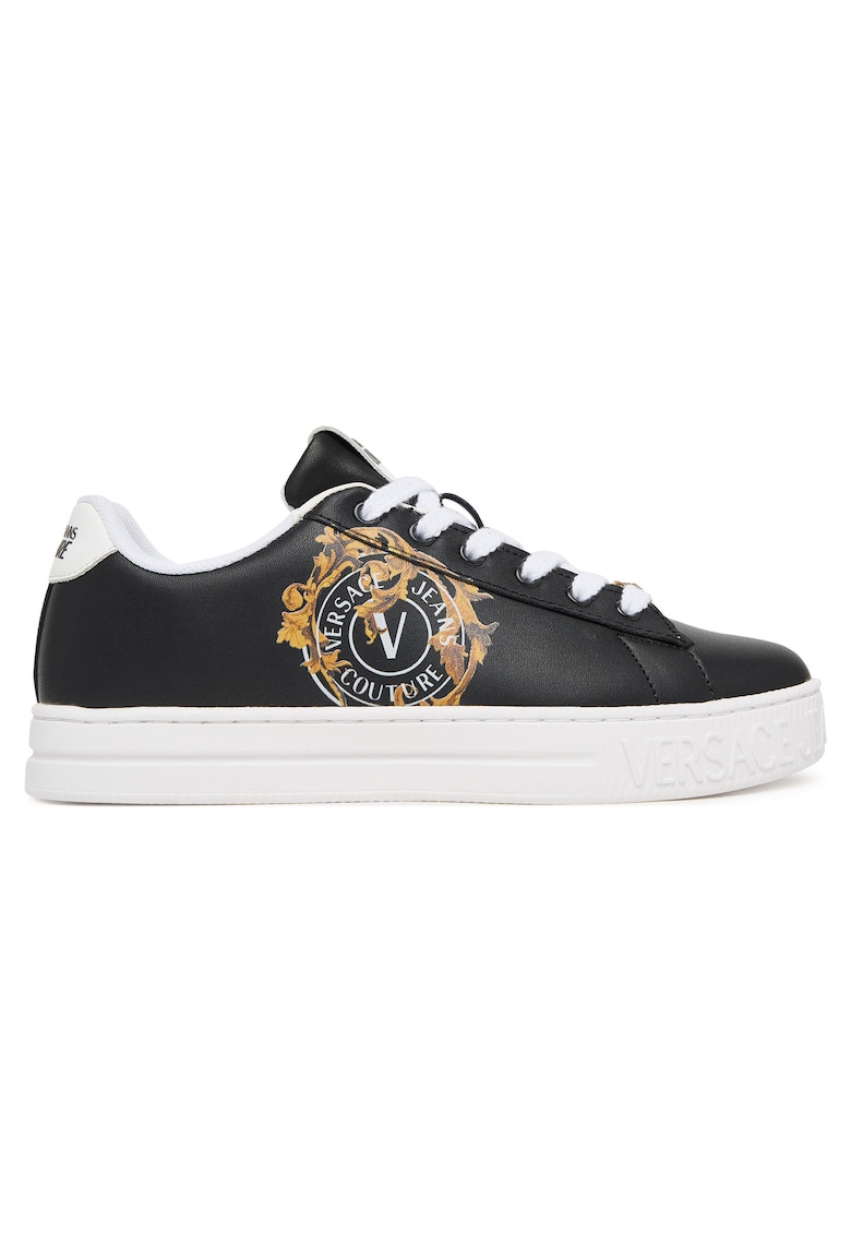 Versace Jeans Couture Дамски кецове – 899 79VA3SK3 – естествена кожа – черен Намаления и отстъпки 3 Дамски черни кецове от естествена кожа 899 79VA3SK3