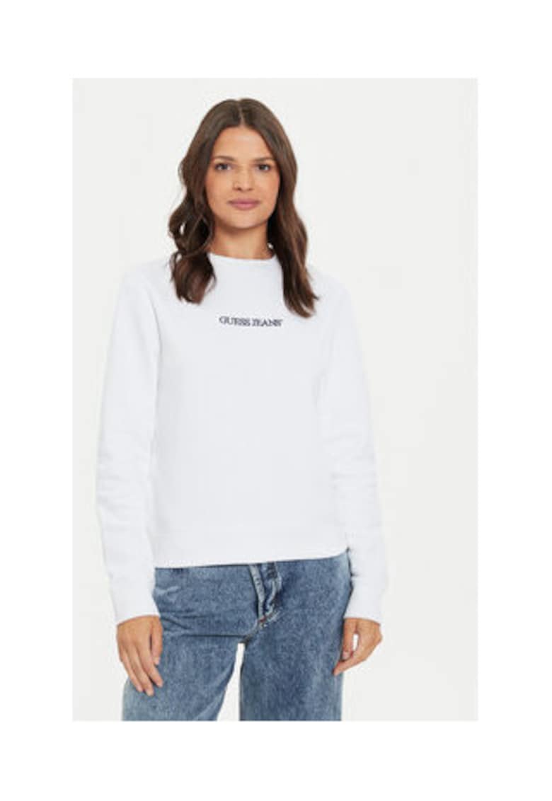 GUESS JEANS Суичър с дискретно лого – Намаления и отстъпки 3 Бял суичър с дискретно лого и стандартна кройка
