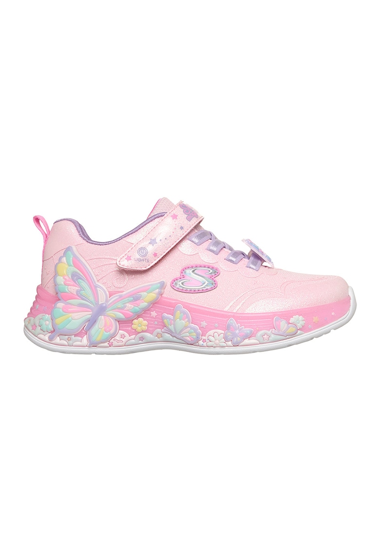 Skechers Спортни обувки Buttterfly Bliss с велкро – Пастелнорозов/Небесносин/Сребрист Намаления и отстъпки 3 Спортни обувки Buttterfly Bliss в пастелнорозов, небесносин и сребрист цвят с велкро