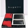 Мъжки подаръчен комплект Bugatti от естествена кожа в черно и червено