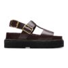 Clarks Кожени сандали с равна платформа – Черен Намаления и отстъпки Кожени сандали с равна платформа бордо в ежедневен стил