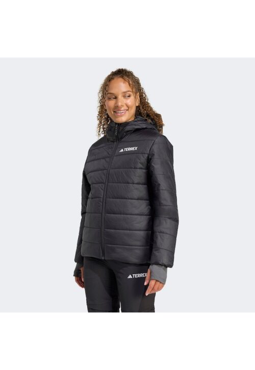 Дамско спортно яке TERREX MULTI ESSENTIALS в черен цвят с качулка и подплата