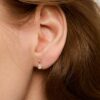 Atelier Devi Кръгли обеци от злато 585 – 14К – естествени перли 4 мм Намаления и отстъпки 2 Обeци от 585 - 14К злато с цирконий модел Ная